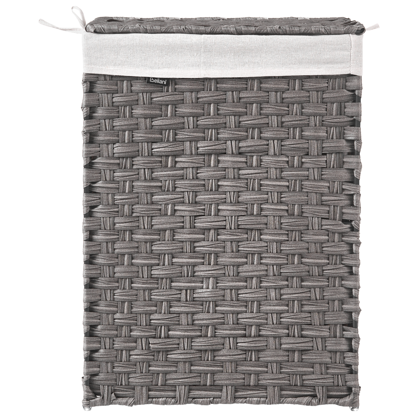 Braided Home Laundry Basket Grey Fabric With Lid 83L Removable Liner