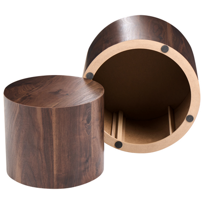 Dark Brown Round Coffee Tables Set of 2 Small and Medium Living Room Tables