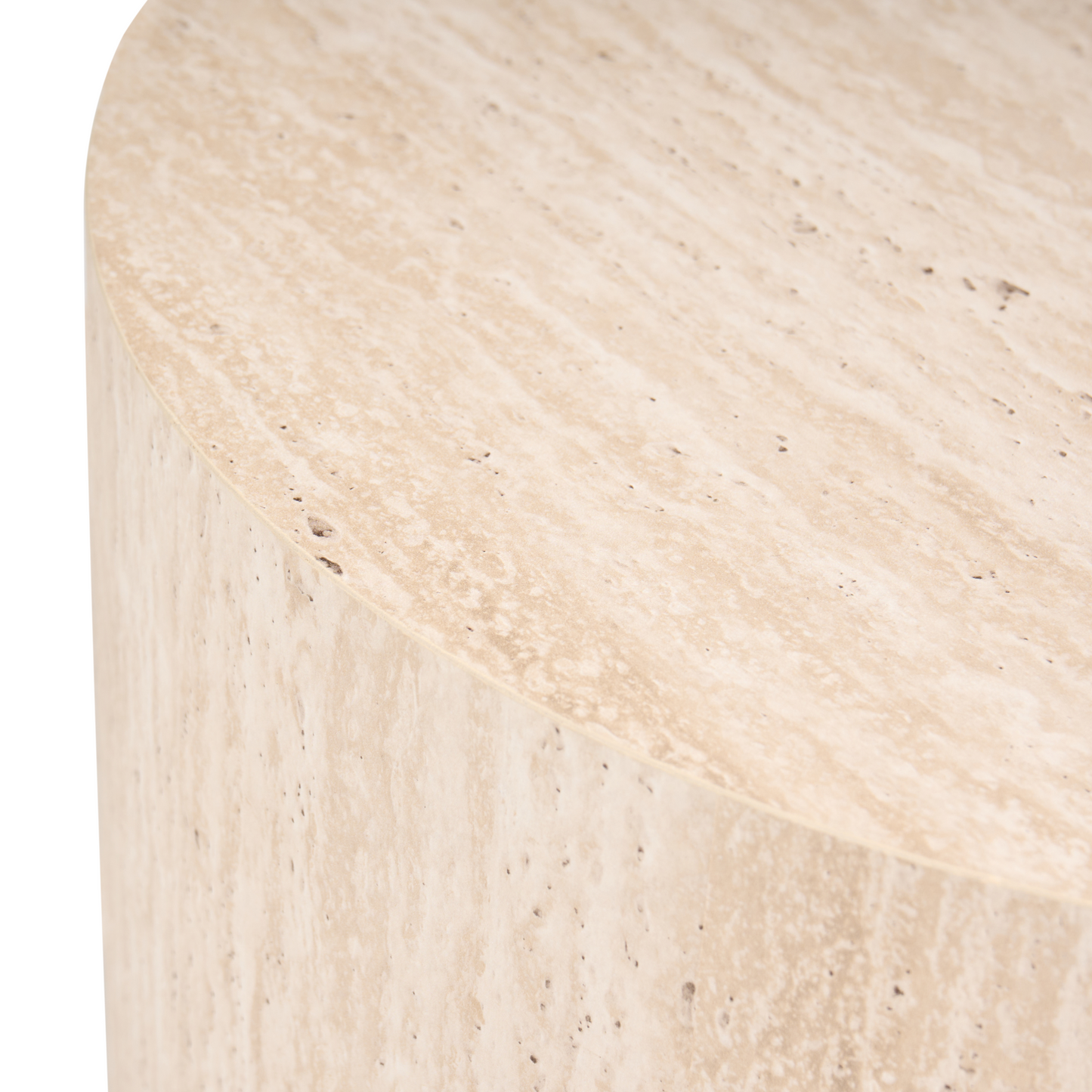 Travertine Effect Round Coffee Tables Set of 2 Small and Medium for Living Room