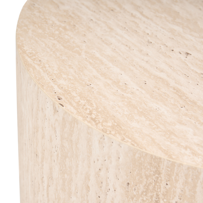 Travertine Effect Round Coffee Tables Set of 2 Small and Medium for Living Room