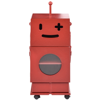 KidzCraft Robot Theme Kids Storage Cabinet Red MDF with Wheels, 3 Shelves and 1 Drawer