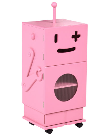RoboKids Pink Robot Cabinet On Wheels 3 Shelves 1 Drawer