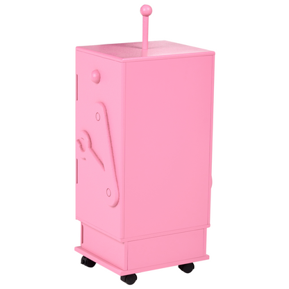 RoboKids Pink Robot Cabinet On Wheels 3 Shelves 1 Drawer