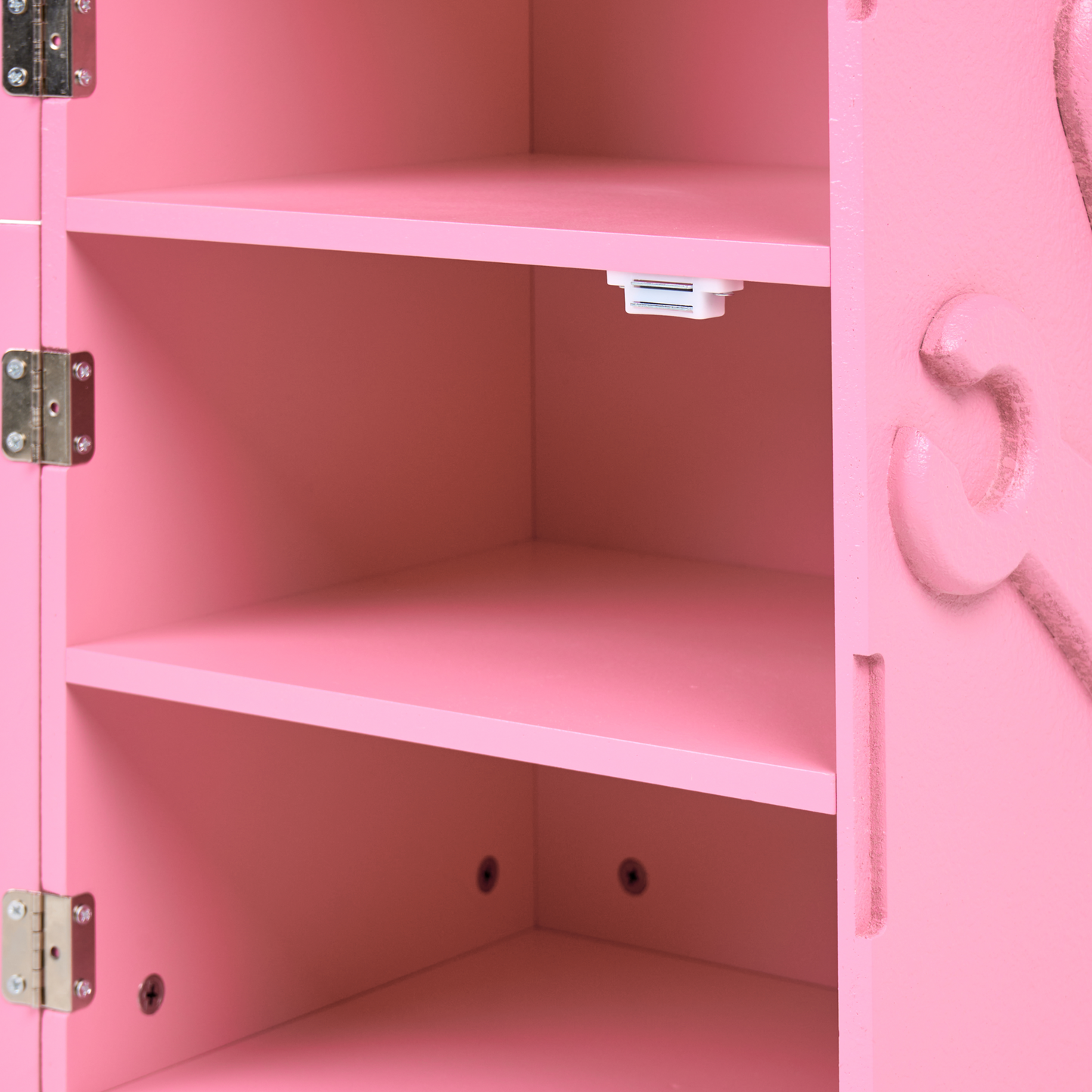 RoboKids Pink Robot Cabinet On Wheels 3 Shelves 1 Drawer
