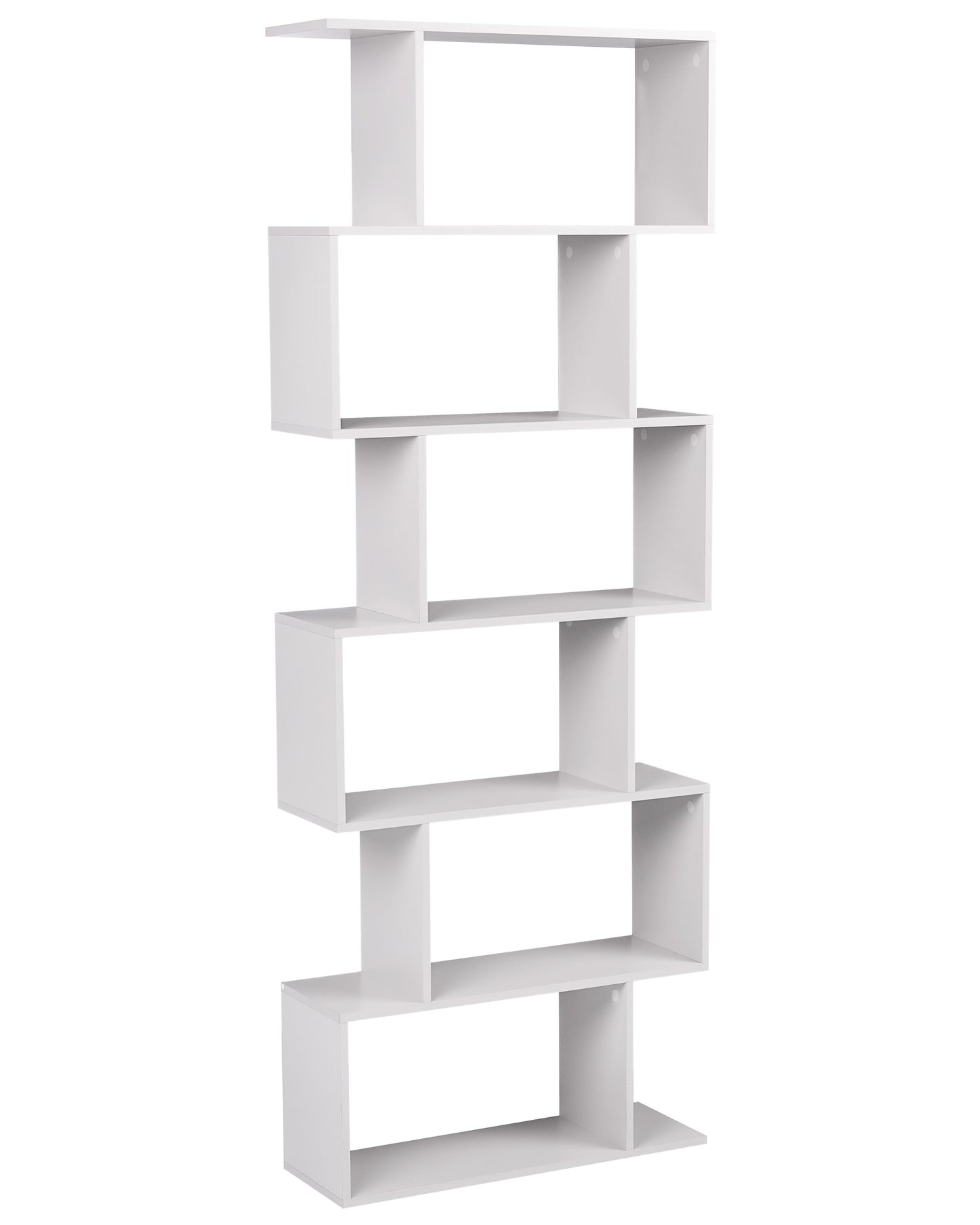 6 Tier Bookcase Off White Chipboard Frame Irregular Design
