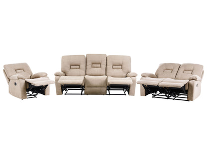Beige Manual Recline Living Set 3 Seater 2 Seater Armchair
