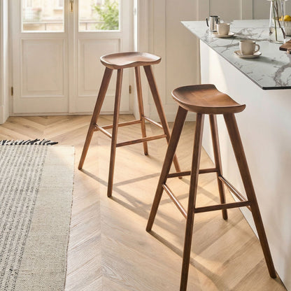 Timberline Retro Bar Stools Set Of 2 Brown Rubber Wood
