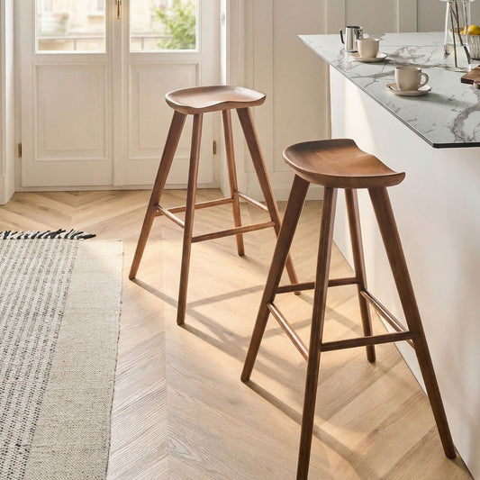 Timberline Retro Bar Stools Set Of 2 Brown Rubber Wood