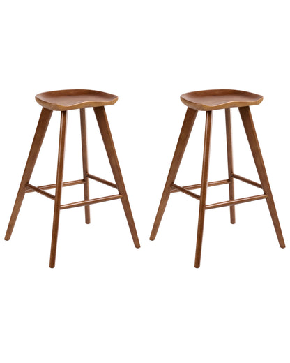 Timberline Retro Bar Stools Set Of 2 Brown Rubber Wood
