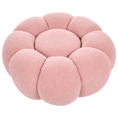Pink Boucl? Round Pouffe 60 x 60 x 27cm Footstool Modern Living Room Accent