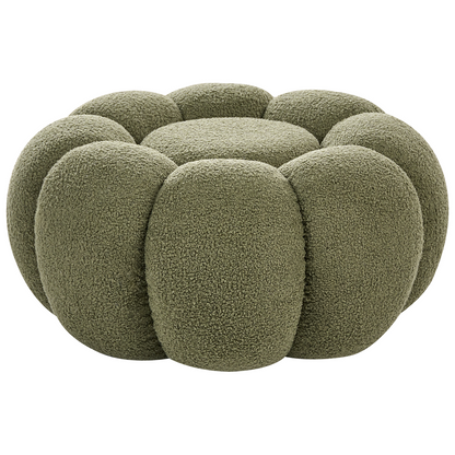Green Boucle Round Pouffe 60cm Footstool