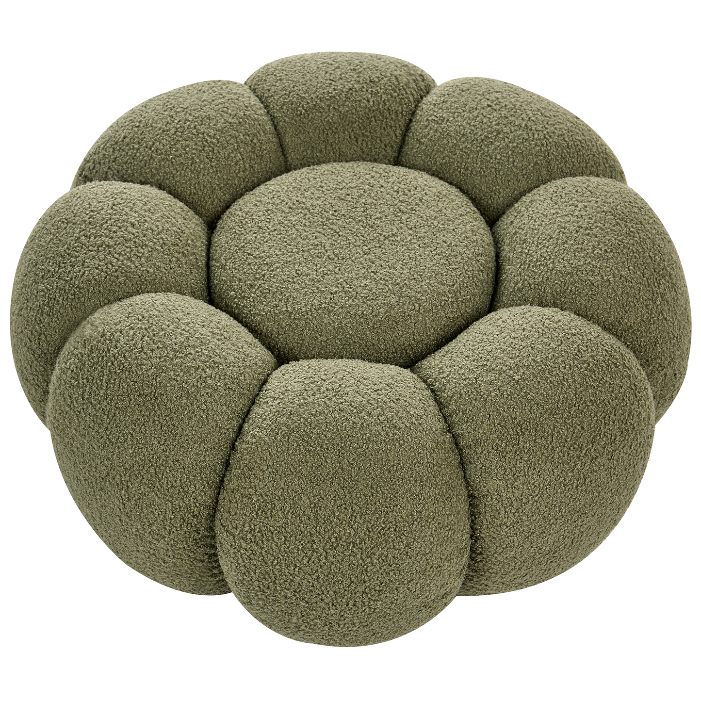 Green Boucle Round Pouffe 60cm Footstool