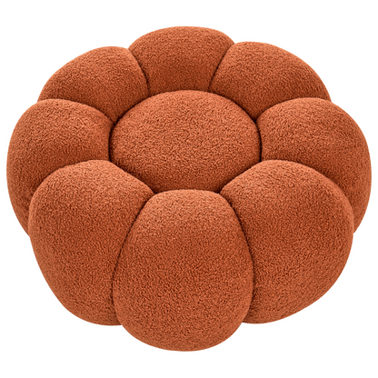 Brown Boucle Pouffe Round Footstool 60 x 60 x 27cm for Living Room