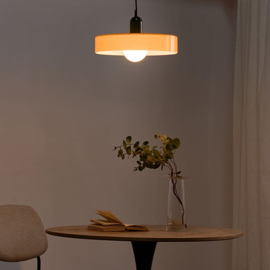 Pendant Lamp Orange Glass Shade With Inner Globe