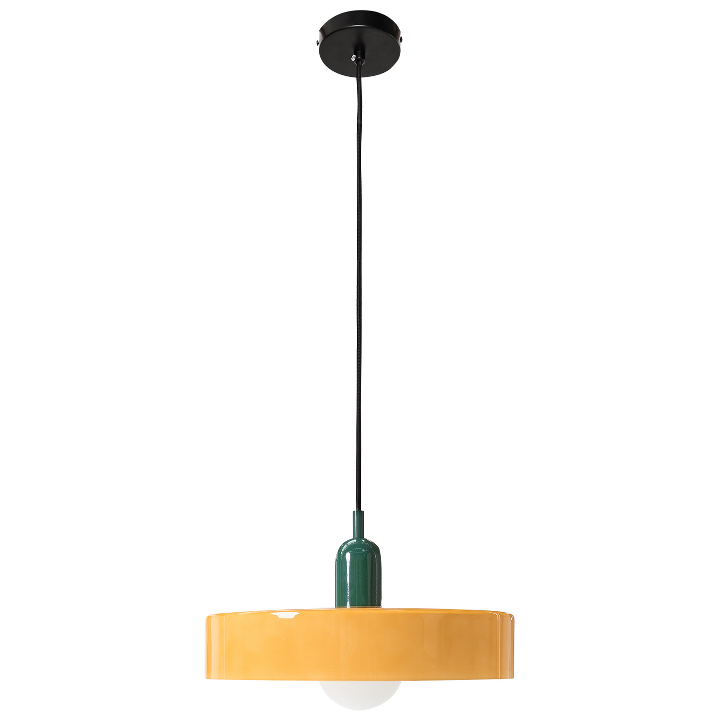 Pendant Lamp Orange Glass Shade With Inner Globe