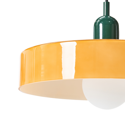 Pendant Lamp Orange Glass Shade With Inner Globe