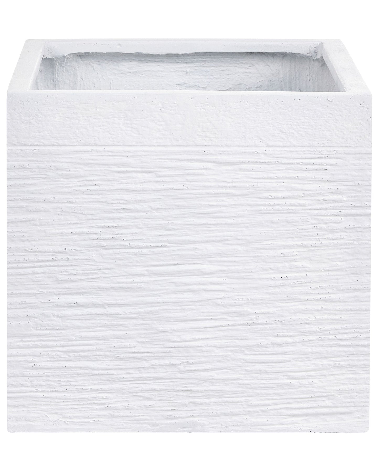 Solid White Fibre Clay Square Plant Pot 30 x 28cm UV Resistant Planter For Indoor Or Outdoor Use
