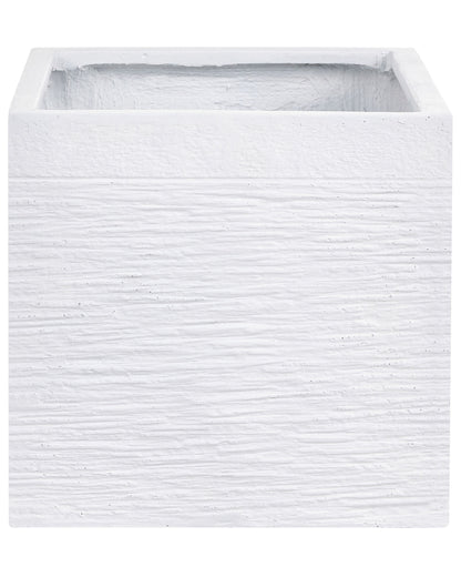 Solid White Fibre Clay Square Plant Pot 30 x 28cm UV Resistant Planter For Indoor Or Outdoor Use