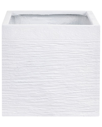 Solid White Fibre Clay Square Plant Pot 40 x 38cm UV Resistant Indoor Outdoor