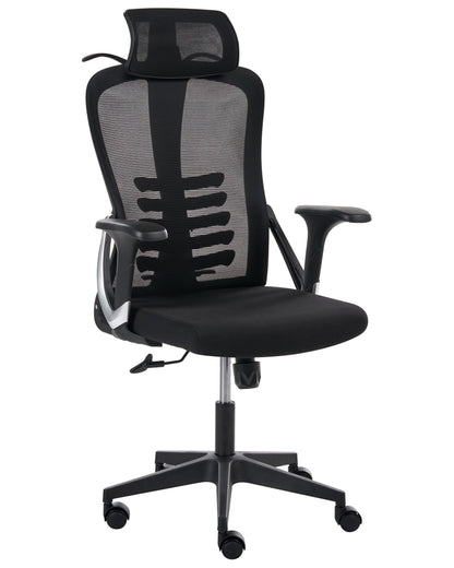 Black Mesh Ergonomic Office Chair With Adjustable Headrest