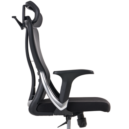 Black Mesh Ergonomic Office Chair With Adjustable Headrest