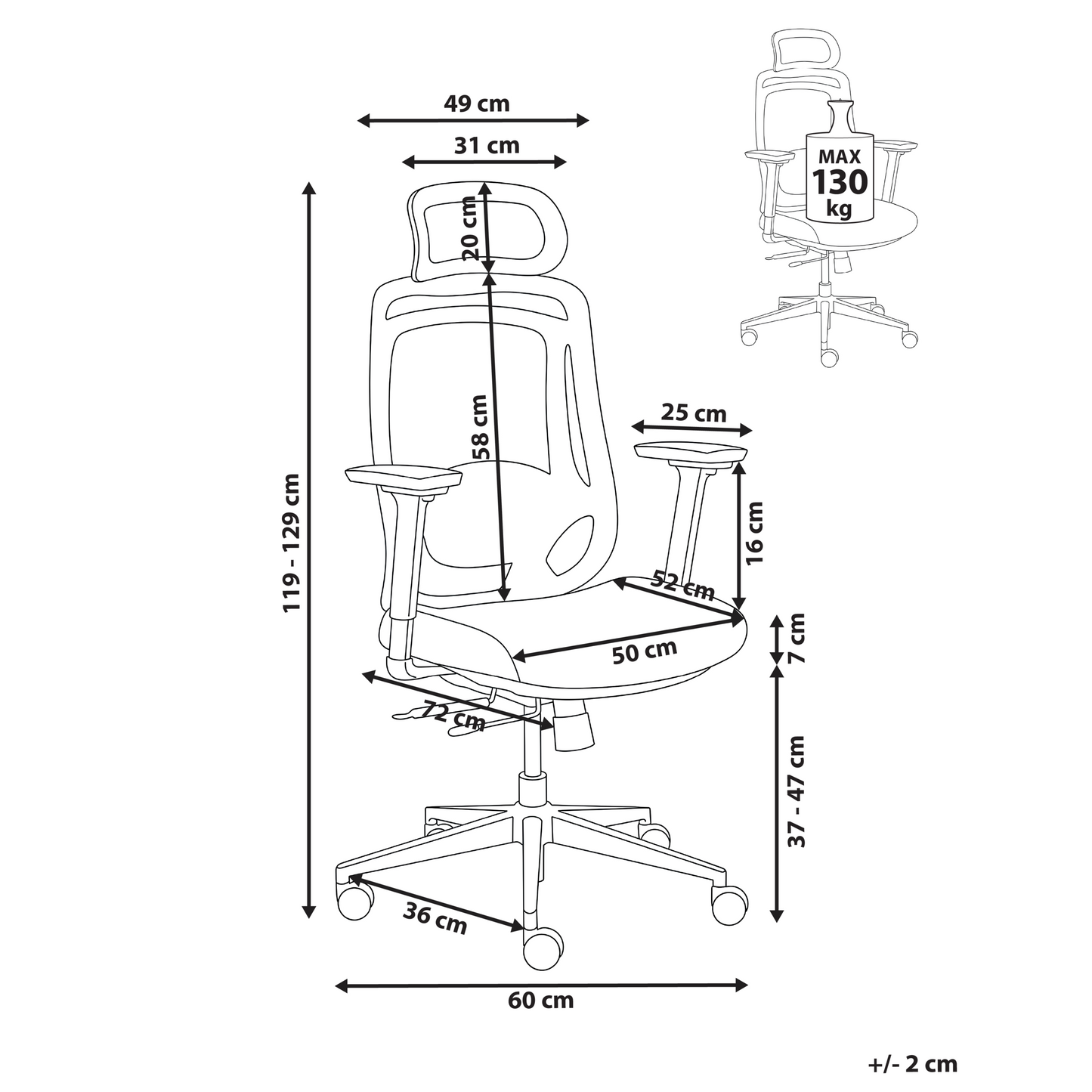 Ergonomic Office Chair Grey Mesh With Tilting Backrest And Adjustable Headrest
