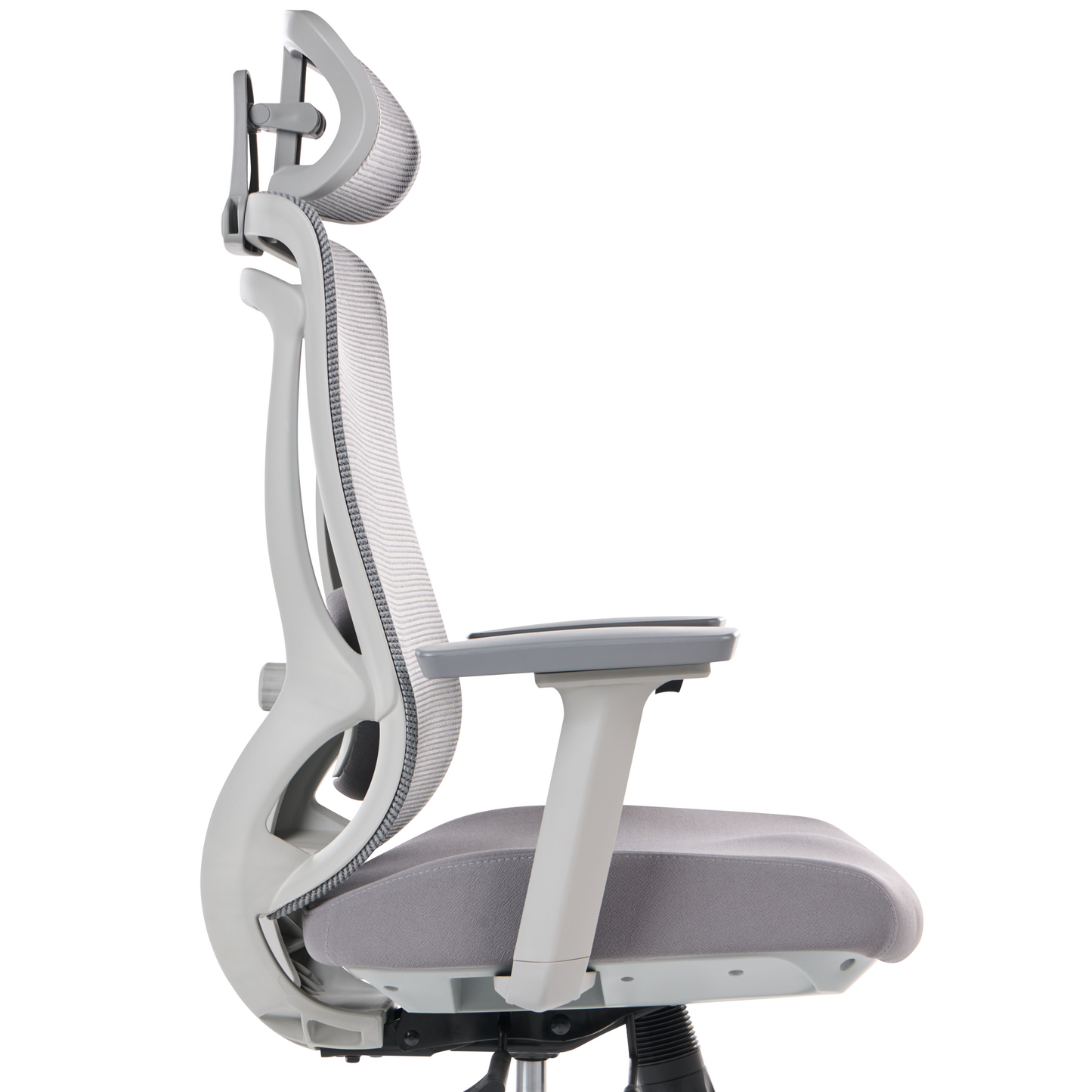Ergonomic Office Chair Grey Mesh With Tilting Backrest And Adjustable Headrest