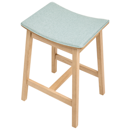 Everhome Set of 2 Bar Chairs Light Brown Rubberwood Mint Green Polyester Upholstered Seat