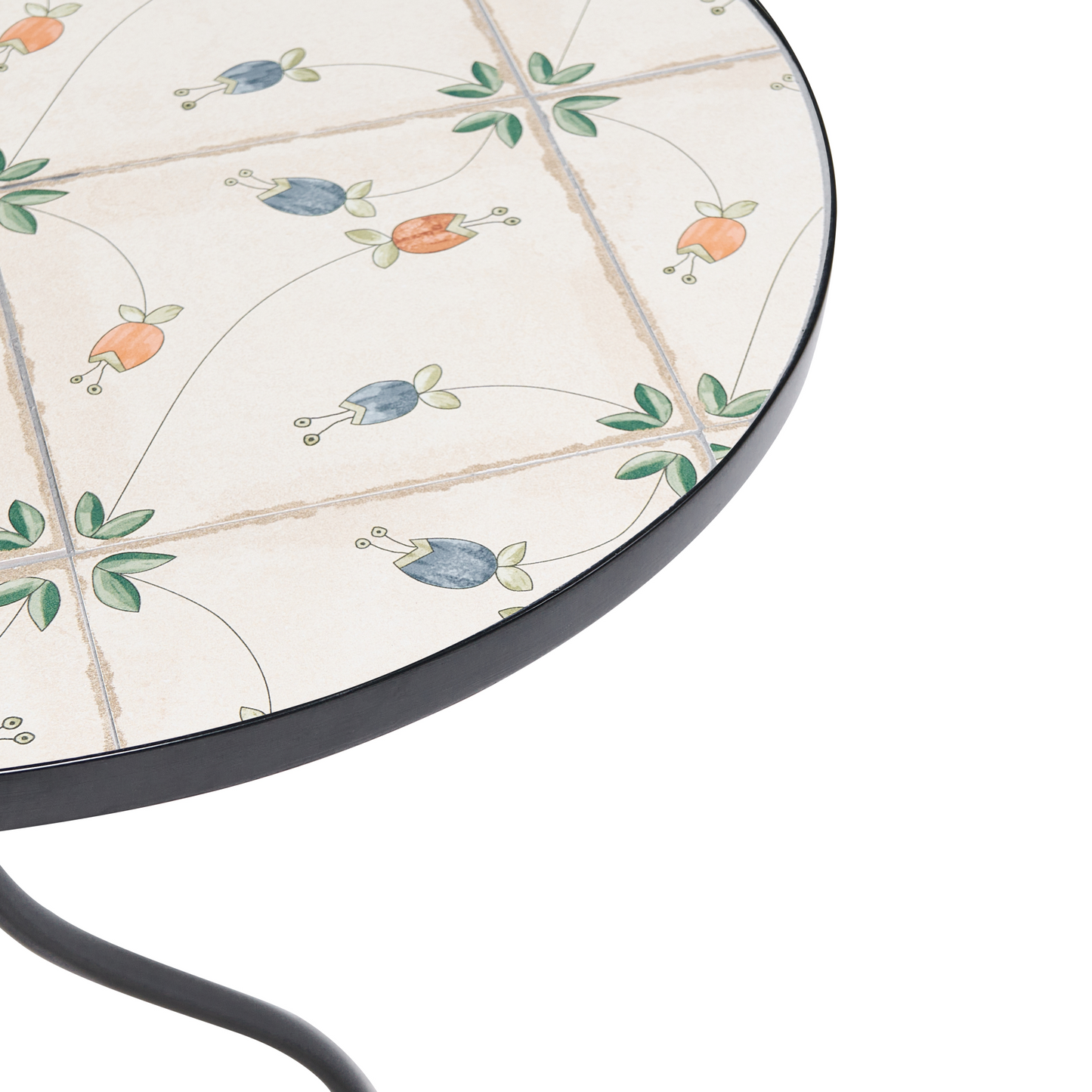 Medi Bistro Table Black Iron Round Top With Mosaic Tiles