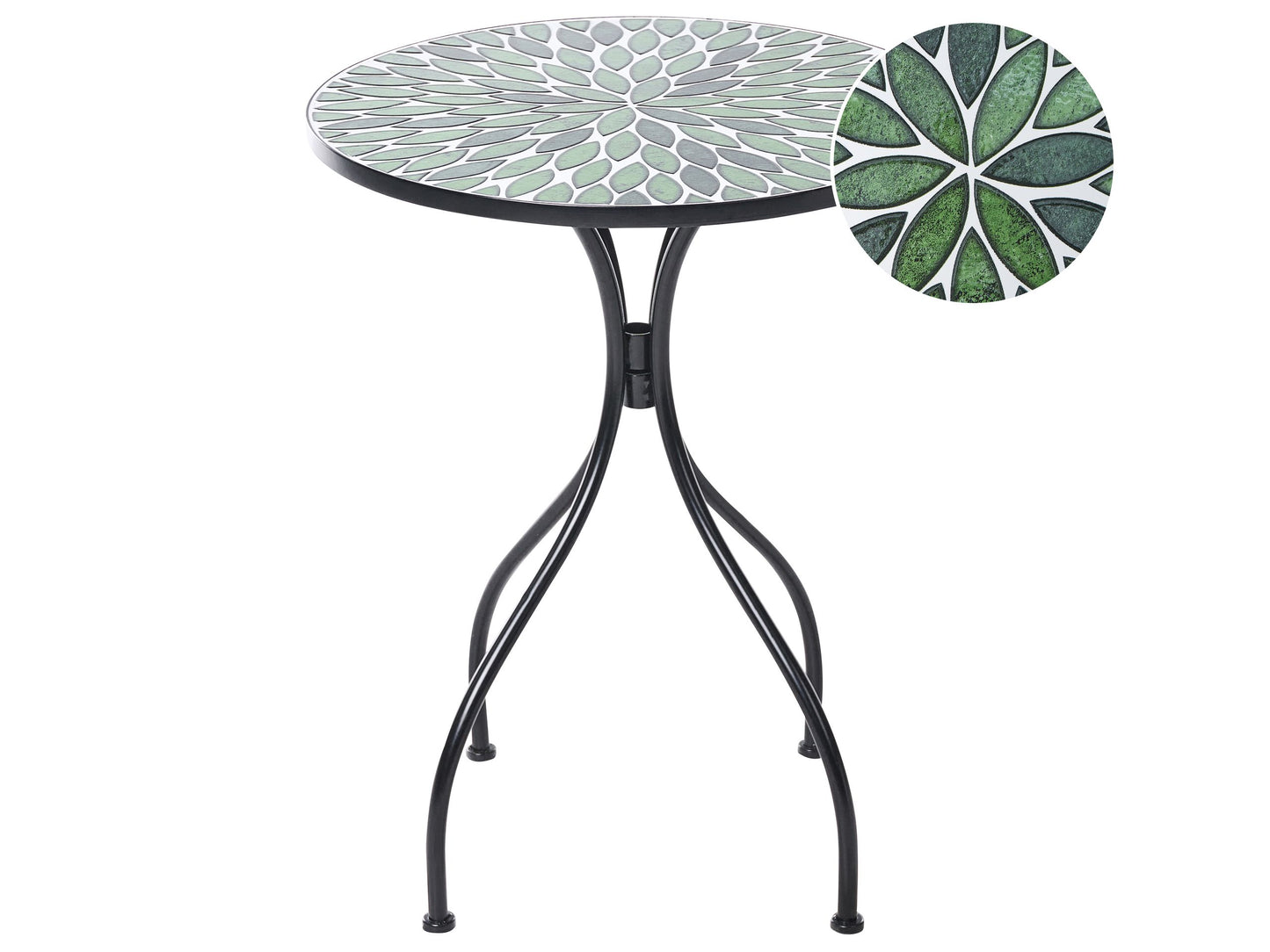 Heritage Iron Bistro Table Black Round Mosaic Tile Top