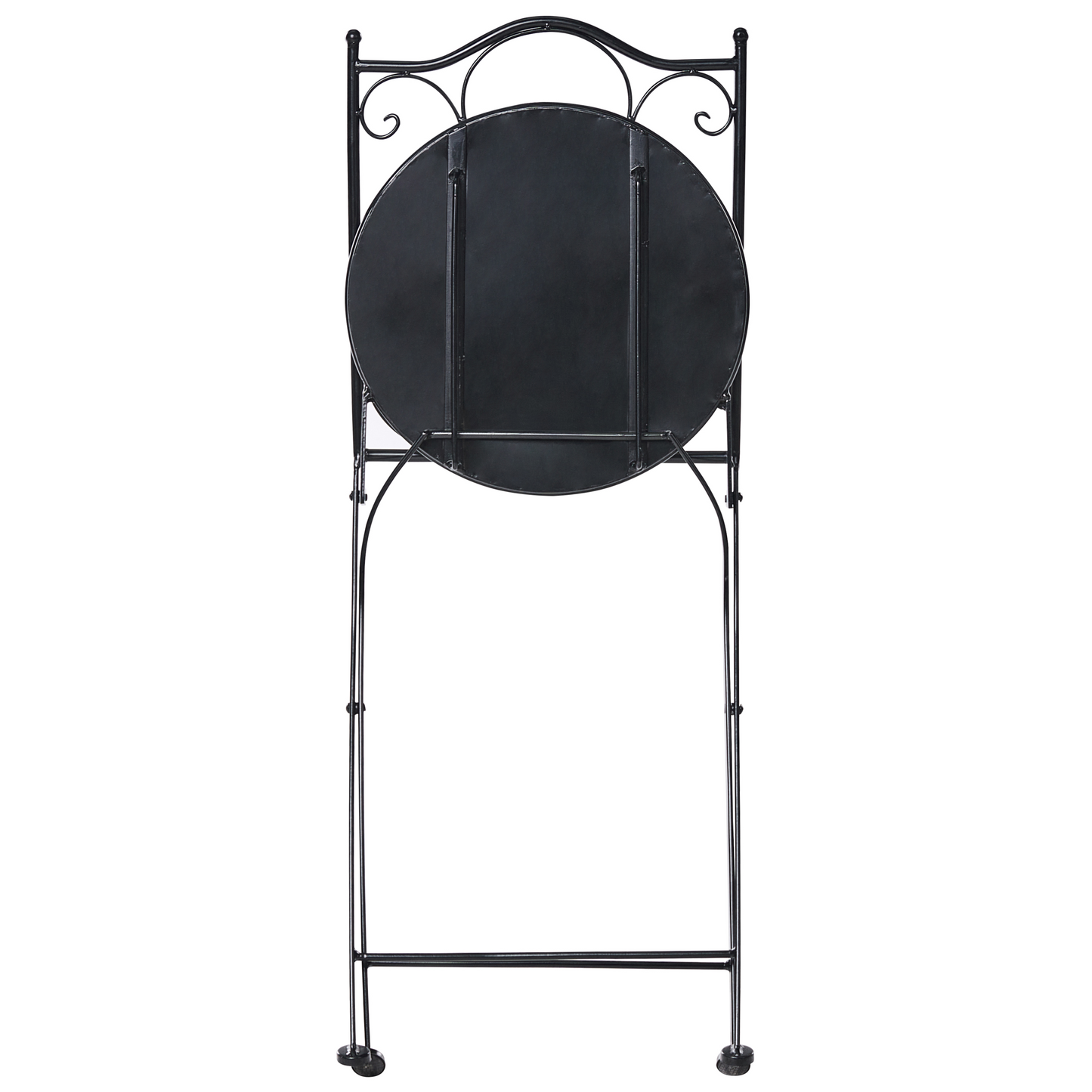 Bistro Set Black Round Mosaic Ceramic Tiles Folding Chairs