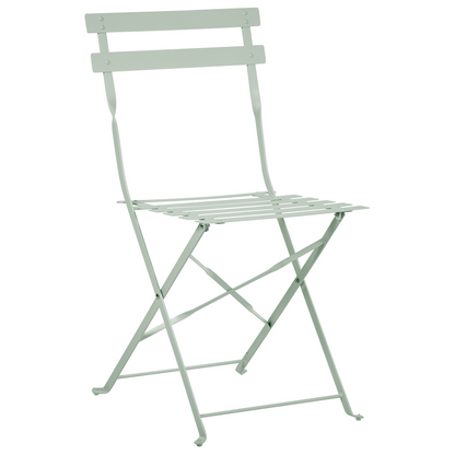 Blue Haven 3 Piece Grey Metal Folding Slatted Back Bistro Set