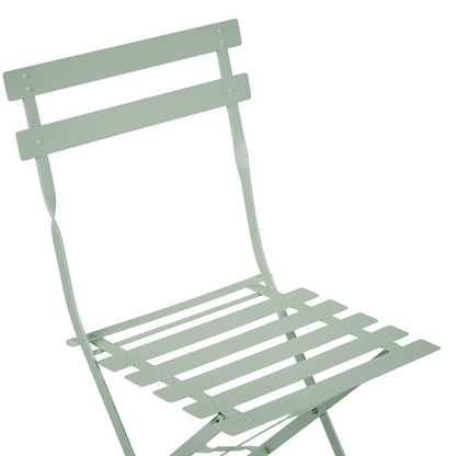 Blue Haven 3 Piece Grey Metal Folding Slatted Back Bistro Set