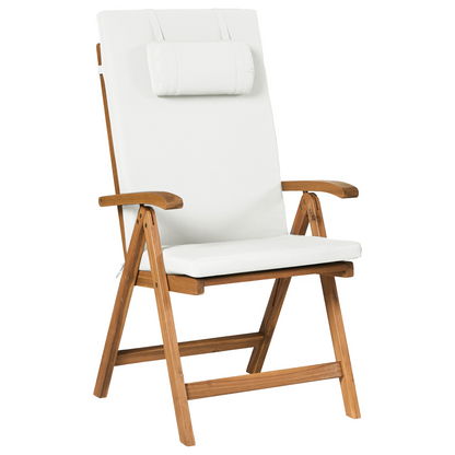 Rustic Set Of 2 Light Acacia Wood Garden Chairs With Off White Cushions Foldable UV Resistant