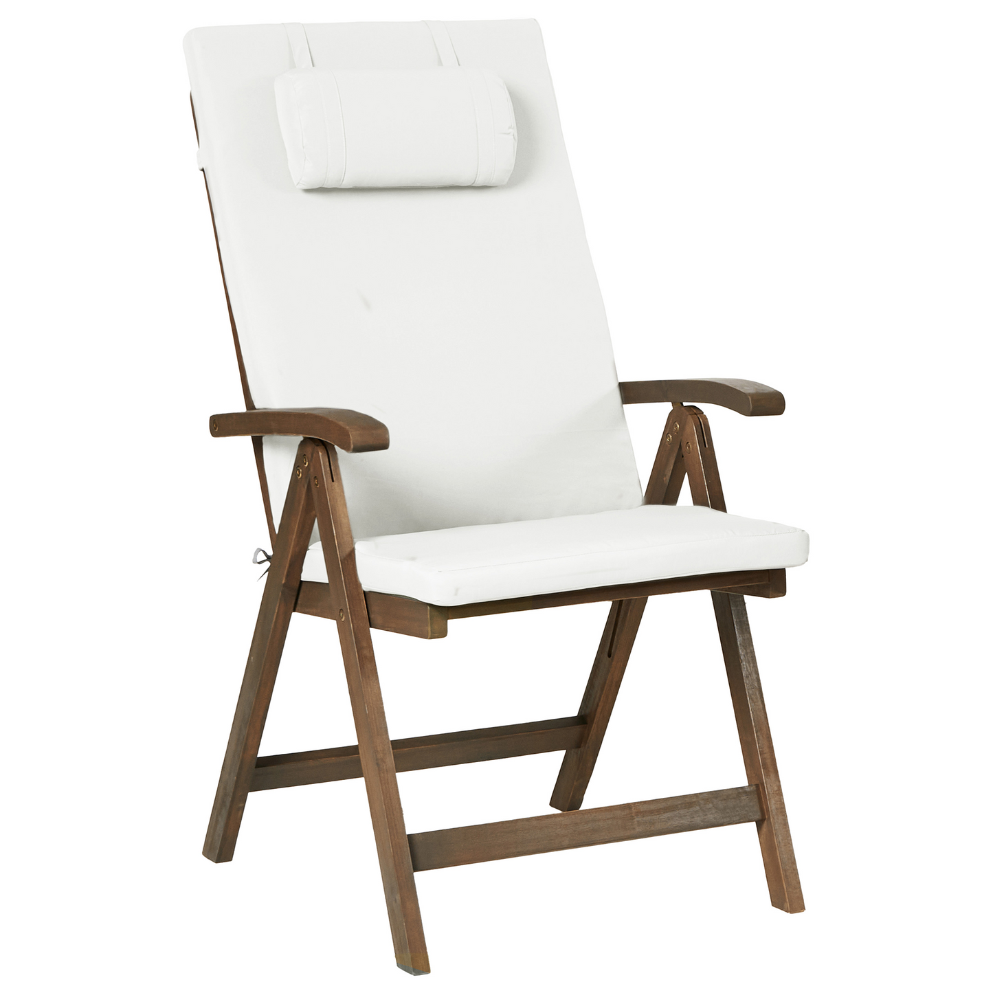 2-Piece Acacia Garden Chairs Off-White Cushions Foldable
