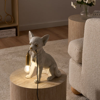 Pawlight Chihuahua Table Lamp White Polyresin Bedside Light