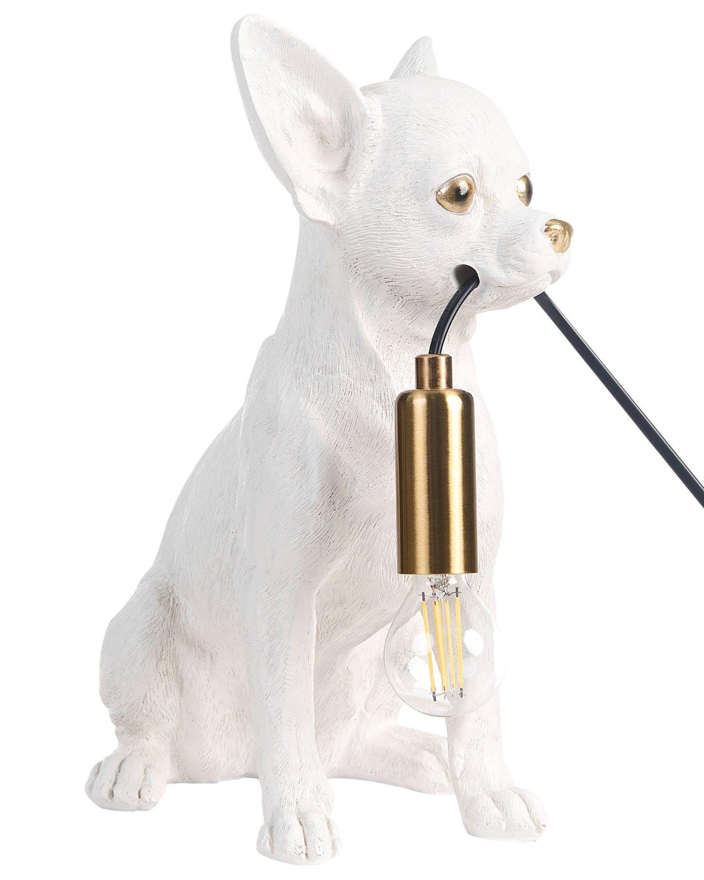 Pawlight Chihuahua Table Lamp White Polyresin Bedside Light