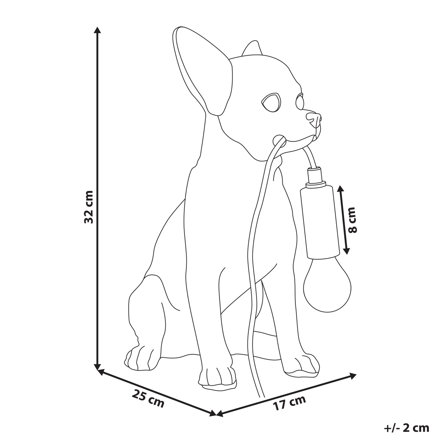 Pawlight Chihuahua Table Lamp White Polyresin Bedside Light
