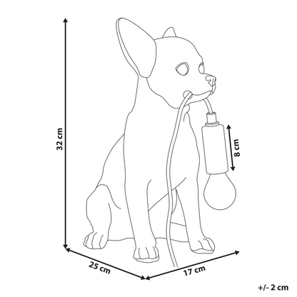 Pawlight Chihuahua Table Lamp White Polyresin Bedside Light