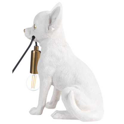 Pawlight Chihuahua Table Lamp White Polyresin Bedside Light