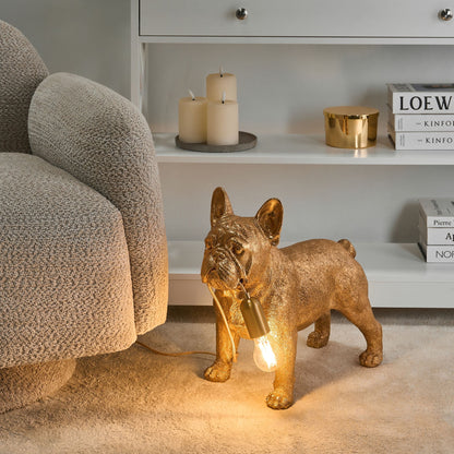 Gold Dog Table Lamp Polyresin Bedside Light Glam Style
