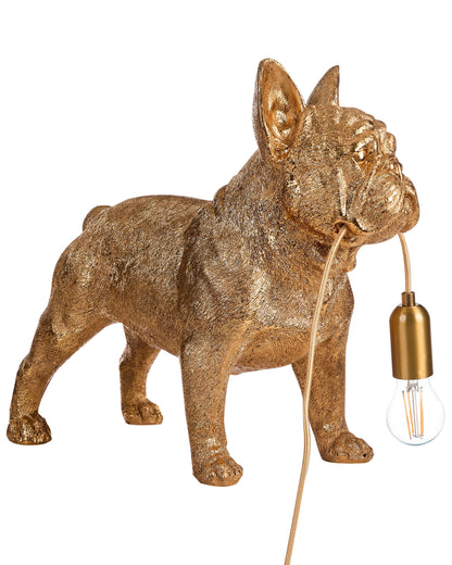 Gold Dog Table Lamp Polyresin Bedside Light Glam Style