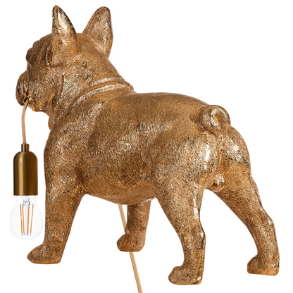 Gold Dog Table Lamp Polyresin Bedside Light Glam Style