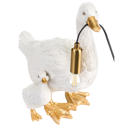 Table Lamp White Polyresin Duck Shaped Bedside Light For Living Room And Bedroom