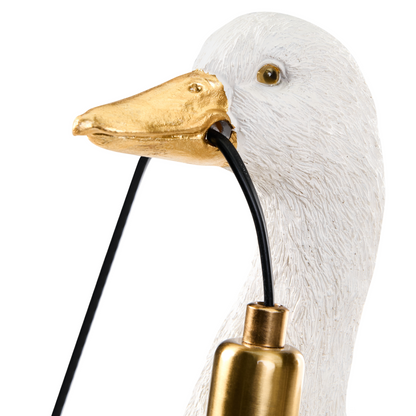 Table Lamp White Polyresin Duck Shaped Bedside Light For Living Room And Bedroom