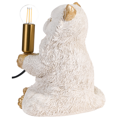 Cat Table Lamp White Polyresin Bedside Light Glam Style