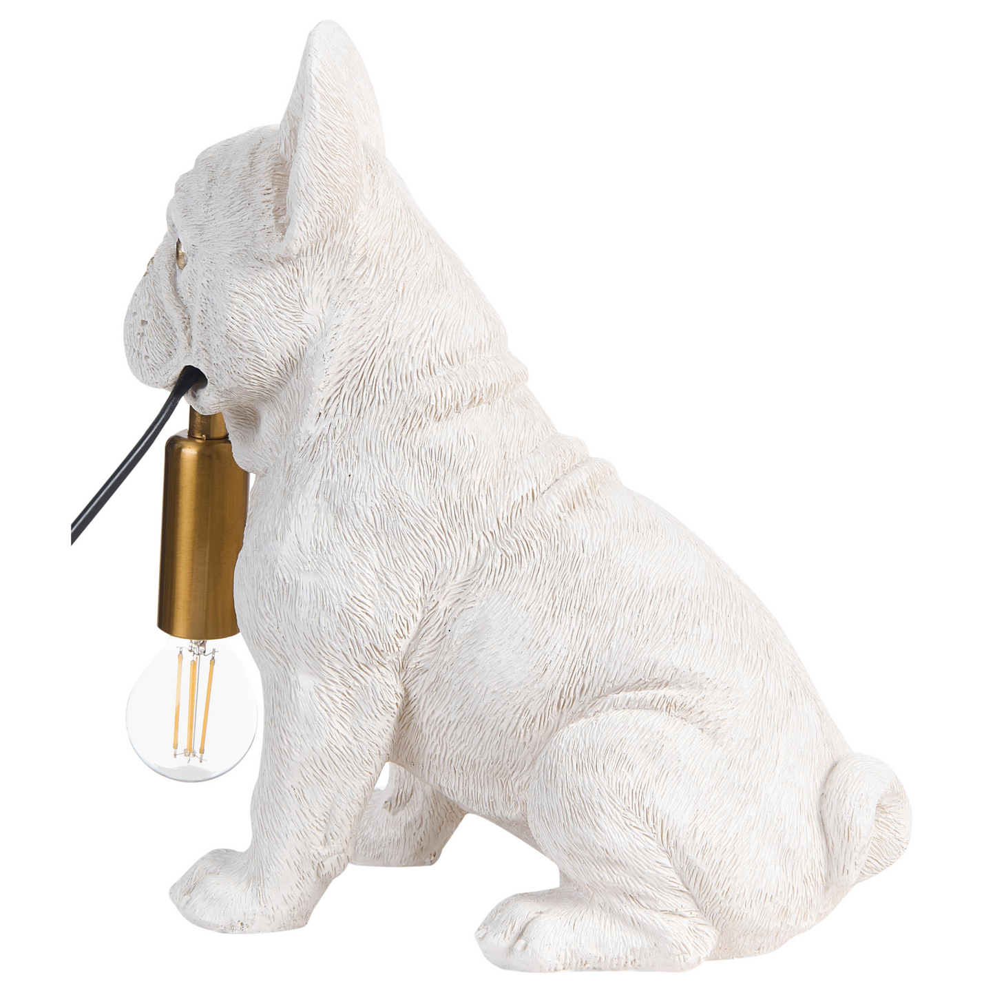 Bulldog Table Lamp White Polyresin Gold Eyes