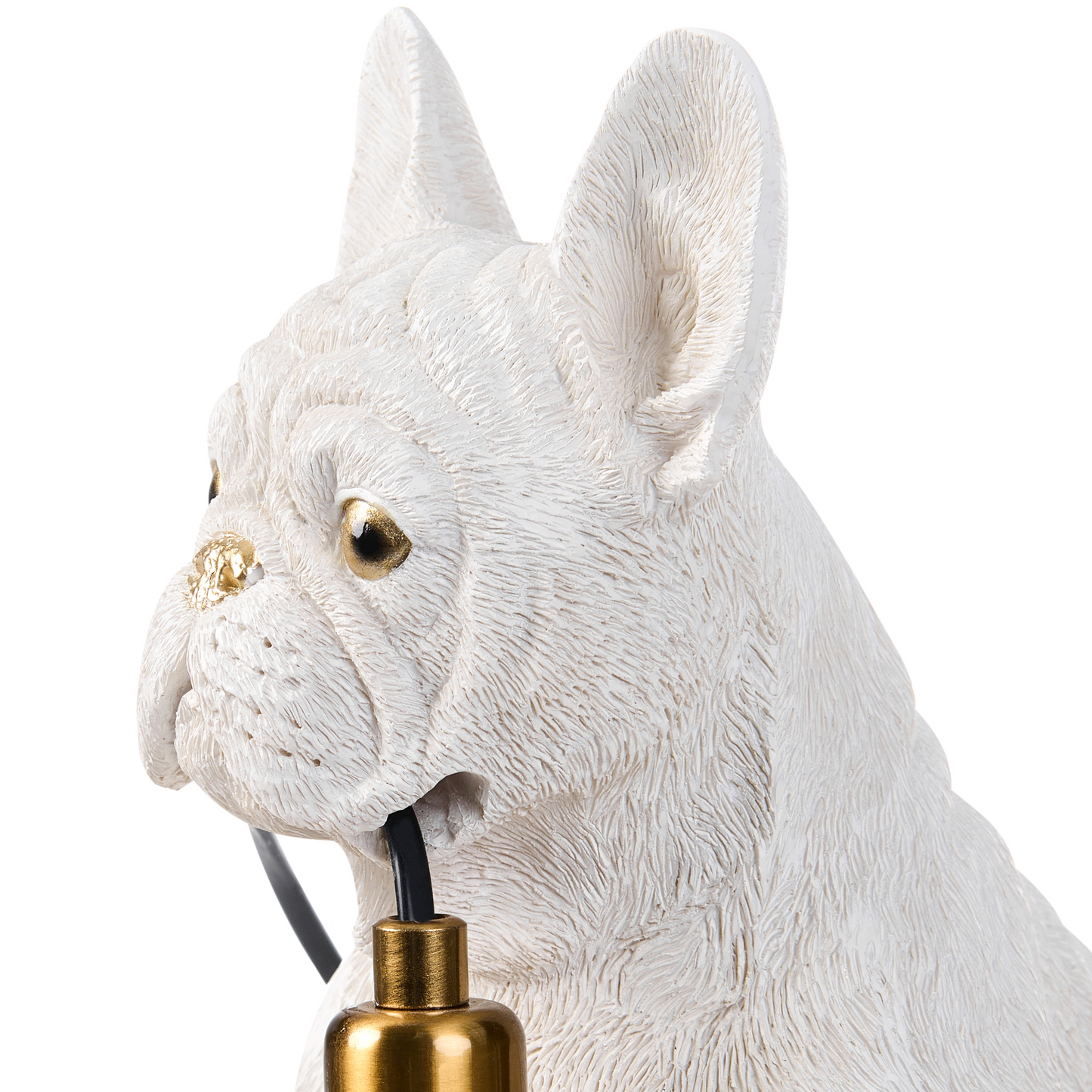 Bulldog Table Lamp White Polyresin Gold Eyes