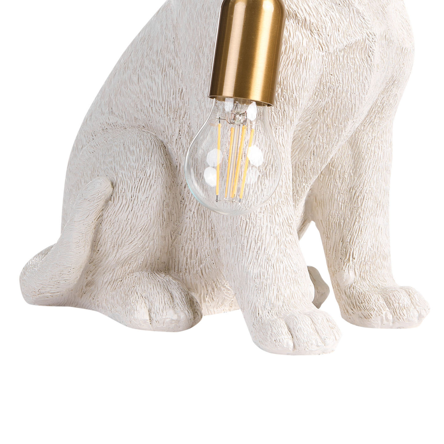 Glamora Labrador Table Lamp White Polyresin With Gold Nose And Eyes Glam Living Room Light