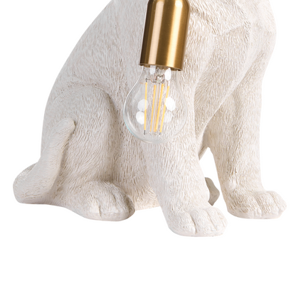 Glamora Labrador Table Lamp White Polyresin With Gold Nose And Eyes Glam Living Room Light